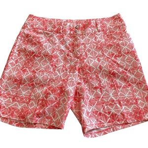 Adidas Women's Red and White Geometric Golf‎ Shorts Size 6